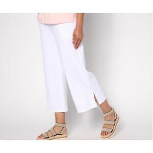 Denim & Co Size Petite M White Pull On Crop Pant A689475 NWOT